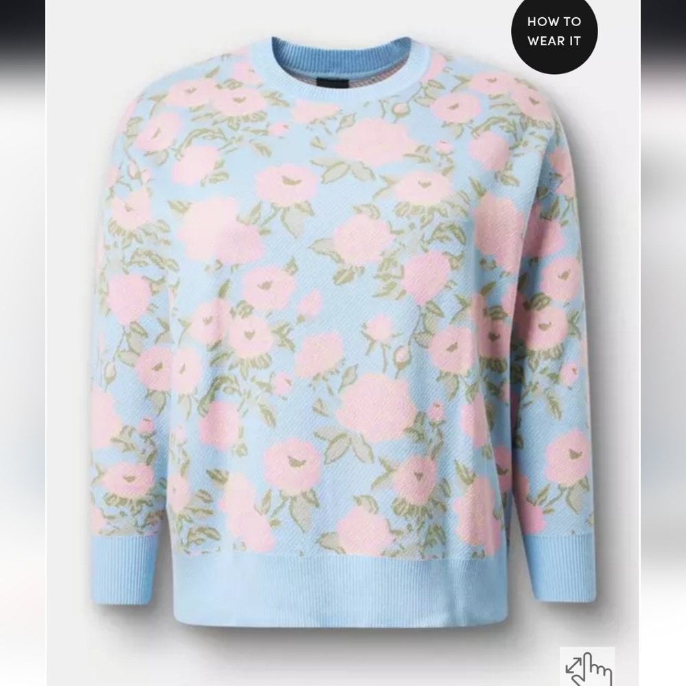 TORRID Floral Patterned Sweater - Blue and Pink 4X